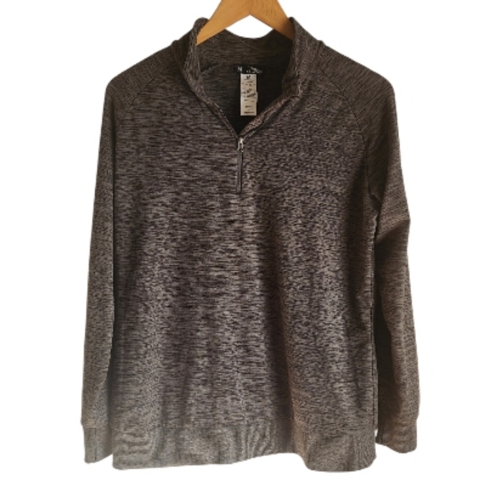 Crane Men's Heathered Gray Quarter-Zip Sweater Sz M‎